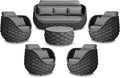 Erotr 6 Pieces Rope Patio Furniture Set: Aluminum Outdoor Couch Set Cushioned - Assembled Porch Conversation Sofa Set Modern - Metal Patio Seating for 7 Person Deck Garden Poolside Hotel, Dark Gray
