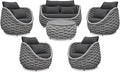 Erotr Aluminum Outdoor Patio Furniture Set: 6 Pieces Porch Rope Conversation Sofa Set - Modern Woven Deck Couch Set Cushioned - No Assembly All Weather Seating for 660lbs Yard Garden Lanai Hotel Pool