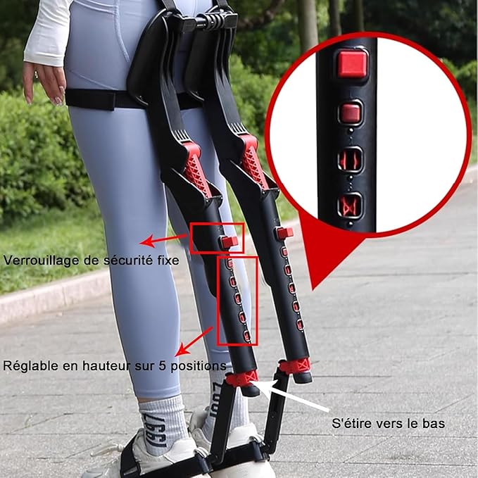 Adjustable Wearable Invisible Chair, Exoskeleton Seat for Camping, Portable Folding Stool with 5 Heights, Lightweight Human Support Chair for Outdoor Activities