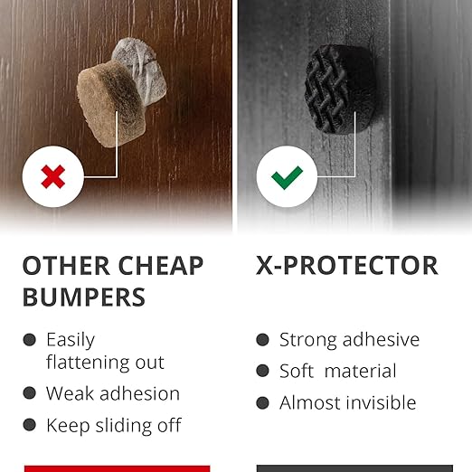 X-Protector Cabinet Door Bumpers 100 PCS Small Black Rubber Pads 3/8' Self-Adhesive Thick Dots Protect Glass & Surfaces