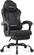 Misolant Gaming Chair, Fabric Gamer Chair with footrest for Adults, High Back Ergonomic Computer Game Chair with Adjustable Headrest and Massage Lumbar Support, 90-155° Recline Free，Black