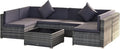 Outsunny 7-Piece Patio Furniture Sets Outdoor Wicker Conversation Sets All Weather PE Rattan Sectional Sofa Set with Cushions & Tempered Glass Desktop, Grey