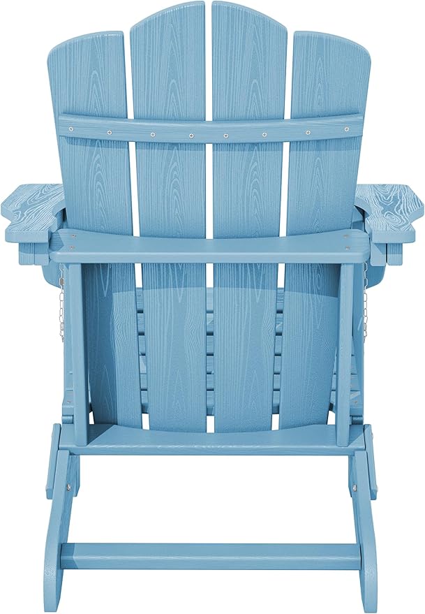 KINGYES Folding Adirondack Chair Set of 4, HDPE All-Weather Folding Adirondack Chair, Light Blue