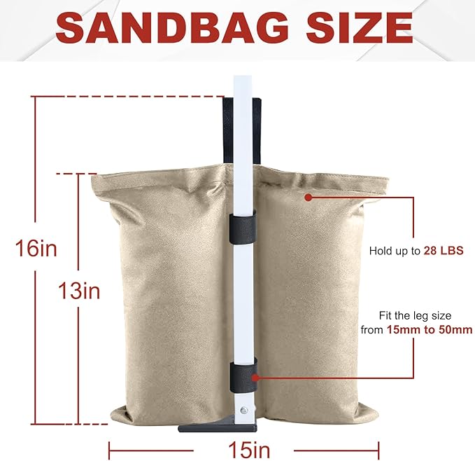 ABCCANOPY Canopy Weights 120 LBS Tent Sand Bags,4pcs-Pack (Beige)