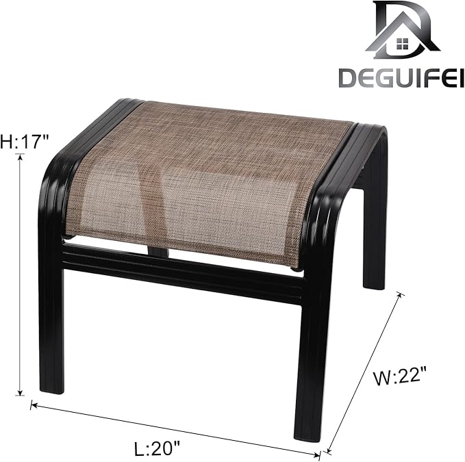 Deguifei Patio Ottoman Outdoor Footstools Assembled Aluminum Footrest Small Seat for Balcony,Backyard 2 Pack Brown