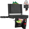 VEVOR Stadium Seat, Folding Bleacher Chair with Back Support and Thick Cushion, Padded Stadium Seat for Bleacher Includes Shoulder Strap, Hooks, Cup Holder, and Side Pocket, Black Bleachers Chair