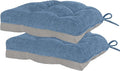 HARBOREST Chair Cushions for Dining Chairs Set of 2 - Chenille Tufted Kitchen Chair Cushions with Ties and Non-Slip Bottom, Foam Chair Pads for Dining Chairs, 17" x 17", Blue