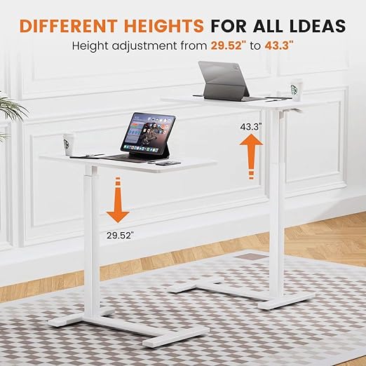 Mobile Bed Laptop Desk with Lockable Wheels and Height Adjustment Function Versatile Overbed Table for Hospital Bedside and Efficient Home Office, White