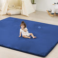 PAPAMAT 1.3" Thick Baby Floor Play Mat 79x118, Basic Padded Foam Mat for Tummy Time Gym Crawling, Non Slip Cushioned for Babies Toddlers Infants Kids (Blue)