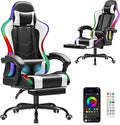 Homall Gaming Chair, Video Game Chair with Footrest and Massage Lumbar Support, Ergonomic Computer Chair Height Adjustable with Swivel Seat and Headrest (RGB Lvory)