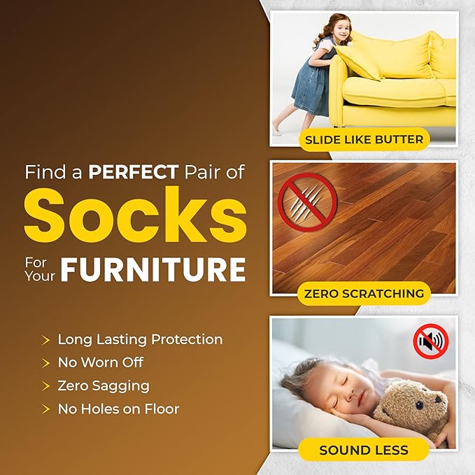 16/24/32 Pcs Brown Chair Leg Socks – Premium Furniture Protectors for Hardwood Floors, Non-Slip & High Elastic Fit, Easy-to-Install Bar Stool Covers & Floor Pads