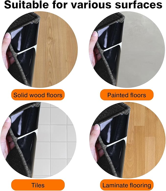 Washable Rug Grippers for Hardwood & Tile Floors, Reusable Non Slip Carpet Pads to Keep Corners Flat, Floor-Friendly Adhesive, Easy to Apply and Remove, Anti Curling Design (8 Pack)