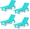Homenjoy Outdoor Chaise Lounge Chairs Set of 4, 26.8” Super Wide Lounge Chair Outdoor, HDPS Pool Chairs with 5 Positions, Patio Lounge Chair with Wheels for Pool,Lawn,Backyard, Aruba Blue