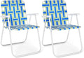 GYMAX Lawn Chair Folding, Webbed Beach Lounge Chairs Set with Highback, Outdoor Portable Lightweight Camping Dinning Chair for Patio, Lawn, Poolside, Sports, Garden, Backyard (2,Blue)