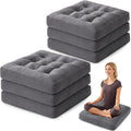 SM-XLHN Meditation Floor Pillow Set of 6, Square Large Pillows Seating for Adults, Meditation Cushion Pillow,Tufted Corduroy Cushion for Tatami Living Room or Yoga, Dark Gray, 22x22 Inch