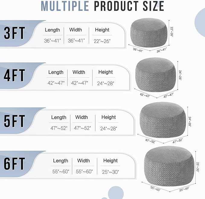HABUTWAY 5FT Bean Bag Chair,Giant Bean Bag Chairs for Adults,Big Bean Bags with Memory Foam Filled, Large Beanbag Chairs with Chevron Plush Cover-Grey