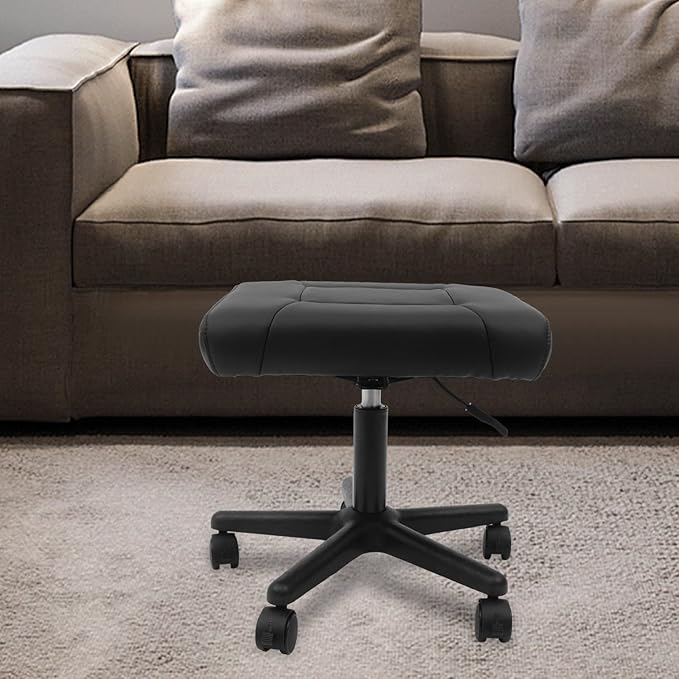 Mobile Footrest, 15.75-20in Height Adjustable Portable Foot Rest Stool, Multi-Use Stool with Lockable Wheels Under Desk Leg Rest Rolling Chair for Office, Home