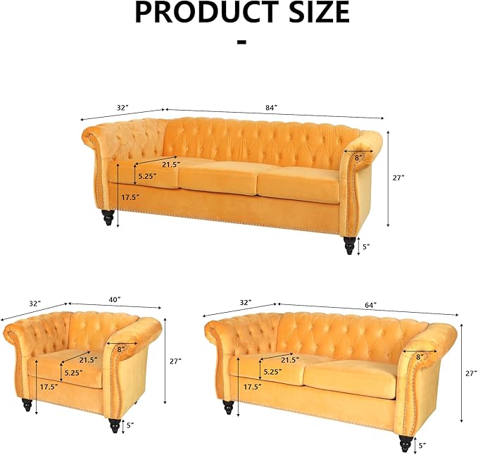 QHITTY Accent Chair, Chesterfield Chair Modern Velvet Upholstered Chairs with Tufted Back for Living Room Furniture (Mango)