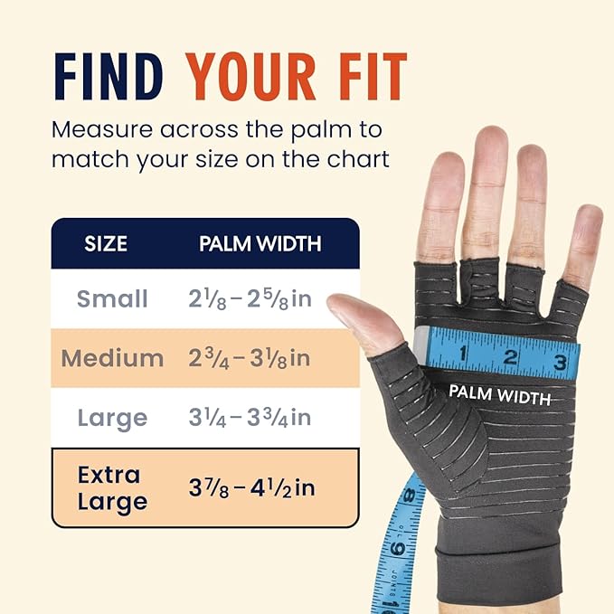 Dr. Frederick's Original Copper Compression Arthritis Gloves - Doctor-Developed Hand Pain Relief for Arthritis, Carpal Tunnel & Tendonitis - All-Day Comfort, Typing & Daily Use - Fingerless, X-Large