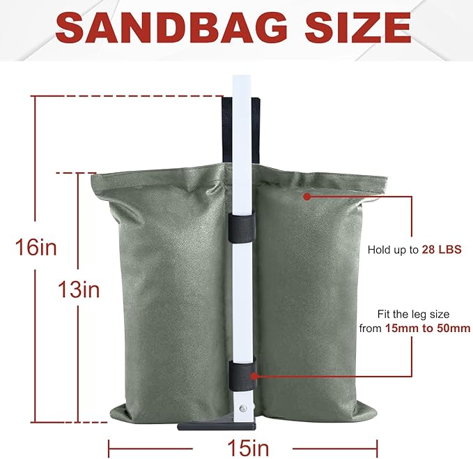 ABCCANOPY Canopy Weights 120 LBS Gazebo Tent Sand Bags,4pcs-Pack (Gray)