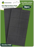 COVERCORNER Non Slip Furniture Pads 16 PCS 2'' Square - Anti Slip Furniture Pads - Self Adhesive Rubber Feet Furniture Feet - Chair Leg Floor Protectors - Keep Furniture in Place