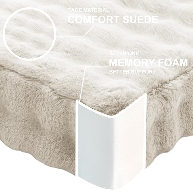 JKMAX 2 Pcs High Density Foam Floor Pillow - Upgraded Large Pillows Seating for Adults - Outdoor Floor Cushion with Soft Tufted Cover - Yoga Pillows for Sitting On Floor - 22 Inch Almond White