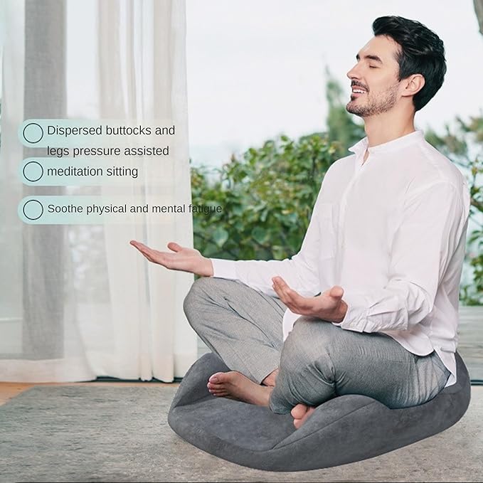 Ergonomic Meditation Cushion with Memory Foam - Large Floor Pillow Seat for Meditation, Yoga, Reading - Removable & Washable Cover, Comfortable for Home, Office, Studio Dark-Green