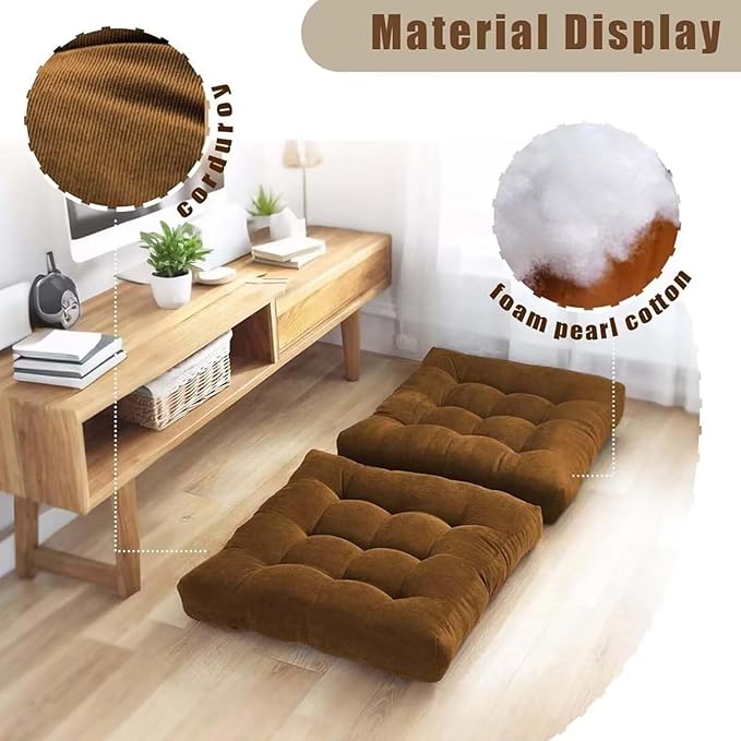 Floor Pillows Set Square Chair Cushion Pad Tufted Seat Cushions for Living Room Balconies Office Sky Blue 18x18in