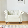 QHITTY Accent Chair, Chesterfield Chair Modern Leather Upholstered with Tufted Back for Living Room Furniture (White)