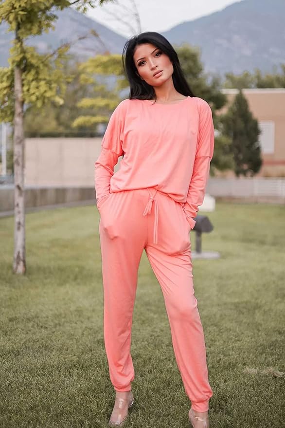 PRETTYGARDEN Women Fall 2 Piece Lounge Outfit Long Sleeve Tops High Waisted Jogger Pants Set Spring Travel Clothes Tracksuit