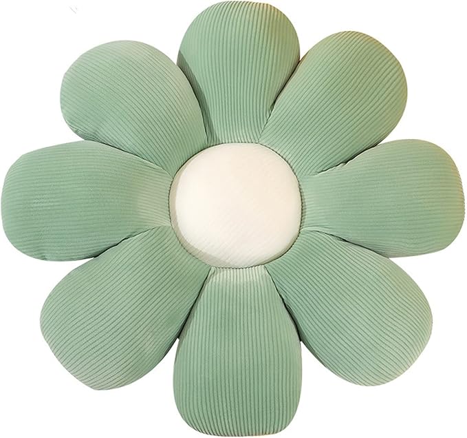 Grafingy Flower Pillow, Flower Shaped Throw Pillow Floor Pillow Soft Seating Cushion Room Decor Plush Pillow for Bedroom, Sofa, Bed, Reading (15 inch, Green)