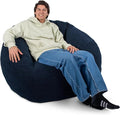 Big Joe Cloudberry Foam-Filled Structured Bean Bag Chair, Deep Blue Teddy Boucle