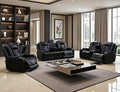 Toseslo Power Recliner Sofa Set with Drop-Down Table, 3-Piece Leather Reclining Sofa Sectional Couches, Living Room Furniture Sets, Reclining Sofa with Cup Holders/Storage Console for House(Black)