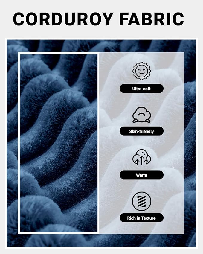 145" Oversized Cloud Boneless Sectional Sofa with Chaise, Corduroy U Shaped Modular Couch with Deep Seat, Fixed Frame Comfy Corner Sofa, No Assembly Required (Blue)