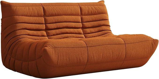 Bean Bag Chair, Fireside Chair, Large Bean Bag Chair for Adults, Bean Bag Chairs for Teens with High-Resilience Foam, Non-Slip Base Floor Lounge Sofa,Living Room (Orange, Loveseat)
