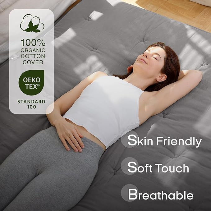 ZonLi Japanese Floor Futon Mattress Twin Size 75"x 39", 100% Cotton Cover 2.5'' Thicken Tatami Mattress, Foldable Sleeping Pad, Portable Dormitory Tatami Mat (Grey)