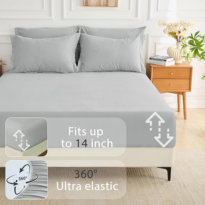 MUXHOMO 5 Pieces Twin Comforter Set, Soft Bed in a Bag Twin Size, All Season Bedding Set with Comforter, Flat Sheet, Fitted Sheet, Pillowcases & Shams, Light Grey