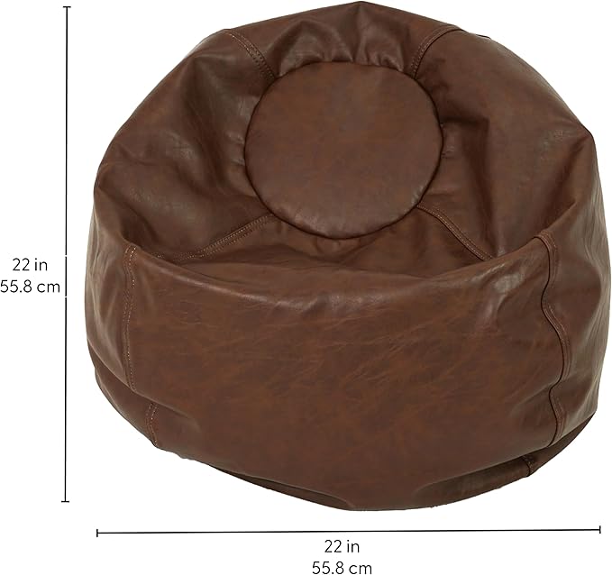 FDP Rustic Kid 22" Bean Bag Chair, Furniture for Kids, Perfect for Reading, Playing Video Games or Relaxing, Alternative Seating for Classrooms, Daycares, Libraries or Home - Walnut