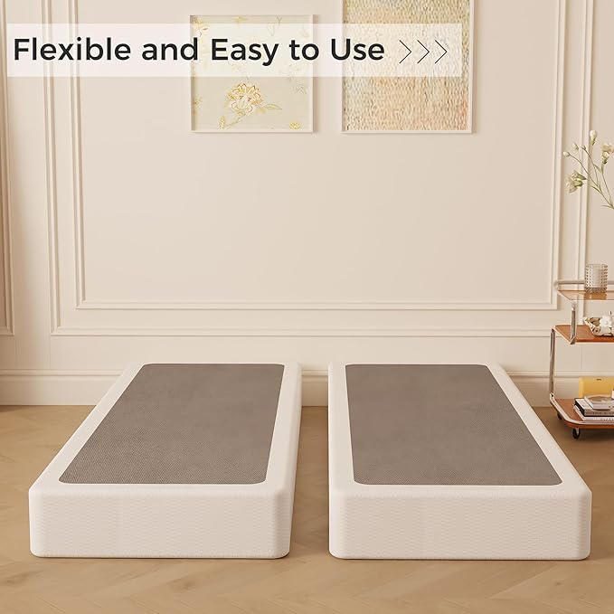 Maenizi Split Full Box Spring 5 Inch, Easy Assembly Bed Foundation, Heavy Duty Low Profile Metal Box Spring for Full Bed with Fabric Cover, Noise Free