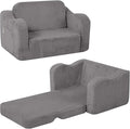 MeMoreCool Toddler Chair Comfy for 1-3 Years Old, Corduroy Kids Couch Bed Fold Out, 2-in-1 Foldable Baby Lounge Chair, Pull Out Children Sofa Bed, Light Grey
