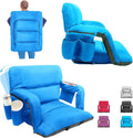 Stadium Seats with Back Support,Wide Stadium Chairs with Back and Cushion, Sofa Style Stadium Seats, 6 Reclining Positions, Extra Thick Bleacher Seat for Sports Events (Blue-1 Pack,Wide |22.5")