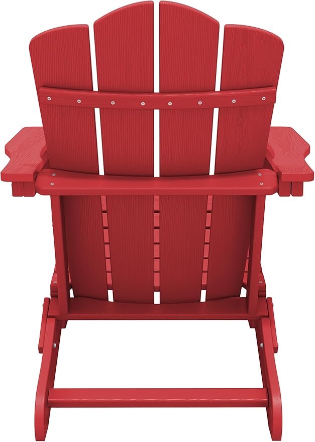 KINGYES Folding Adirondack Chair Set of 2, HDPE All-Weather Folding Adirondack Chair, Light Red