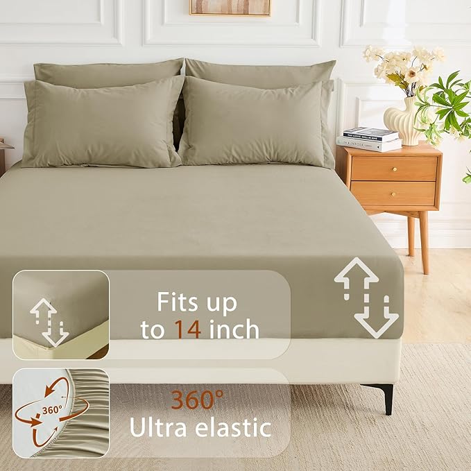 MUXHOMO 7 Pieces King Comforter Set, Soft Bed in a Bag King Size, All Season Bedding Set with Comforter, Flat Sheet, Fitted Sheet, Pillowcases & Shams, Linen