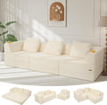 COMAX Futon Sofa Bed 3 Seater, 106" Convertible Sofa Bed Couches for Living Room, 4 in 1 Folding Boneless Sleeper Corduroy Couch Foam in a Box, Comfy Foldable Lounge Fold Out Floor Mattress, Beige