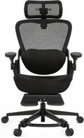 CabLady S2 Petite Ergonomic Office Chair for Women, Small Frame Desk Chair with Adjustable Lumbar, Headrest & Footrest, Space-Saving Flip-Up Armrests