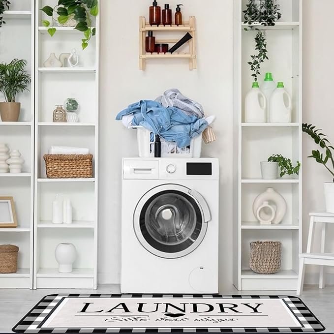 Farmhouse Laundry Room Rug Runner 24"X72" Kitchen Mat Washable Entryway Rugs Soft Non Slip Laundry Carpets Comfort Standing Desk Mats,Carpet for Sink,Office,Laundry Room Decor Accessories