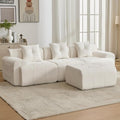 YAAREE 101.65” Modular Sectional Couch for Living Room, Modren L-Shape Cloud Sectional 3-Seater Sofa with Movable Ottoman, Woven Texture Upholstery Boneless Couch, No Assembly Grey, Beige