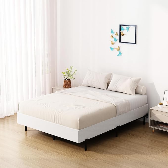 Upcanso 7 Inch King Box Spring Bed Base, Low Profile Metal Box Spring King with Fabric Cover, 3000 Lbs Max Weight Capacity Mattress Foundation, Noise-Free, Easy Assembly