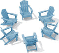 KINGYES Folding Adirondack Chair Set of 6, HDPE All-Weather Folding Adirondack Chair, Light Blue