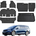 Floor Mats for 2017-2024 2025 Chrysler Pacifica Gas Touring Version Fit 7&8 Passenger Model (Non Hybrid & Pinnacle) & Trunk Mat & Backrest Mat,TPE All Weather Protection Car Mats Full Set